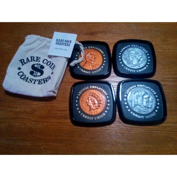 Lennox Employees Credit Union Collectable Rare Coin Coasters - Picture 1 of 4